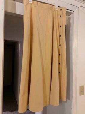 Vintage Roper butter yellow Maxi Skirt with Side Button Placket